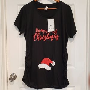 Bumps First Christmas Black T-Shirt Tees Blouse Short Sleeve Size XL New